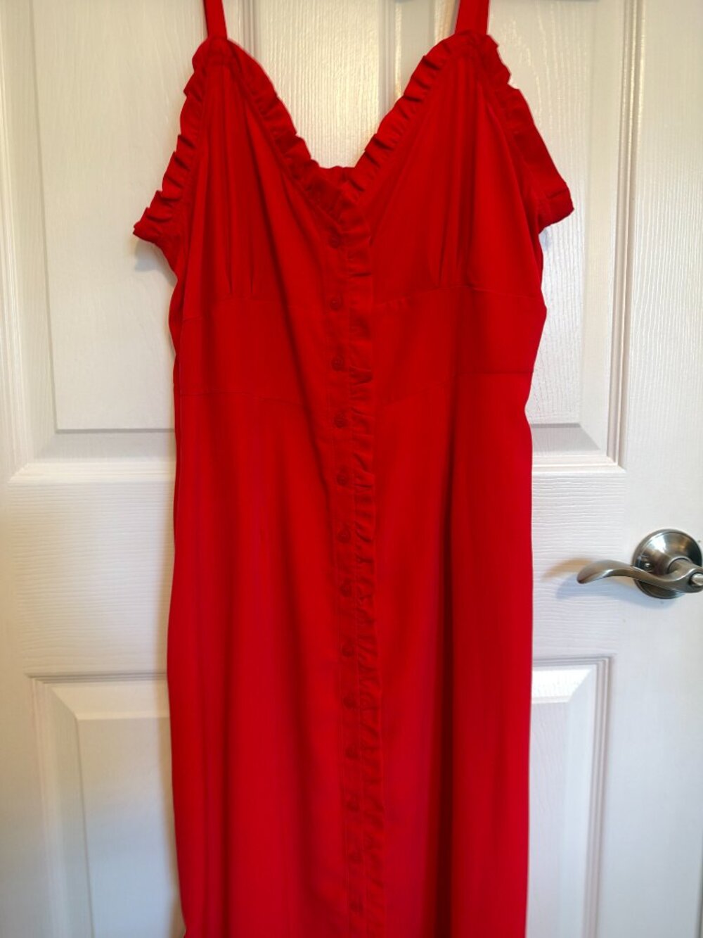 Topshop Ruffle Button-Front Dress Red US 10 - Picture 4 of 4